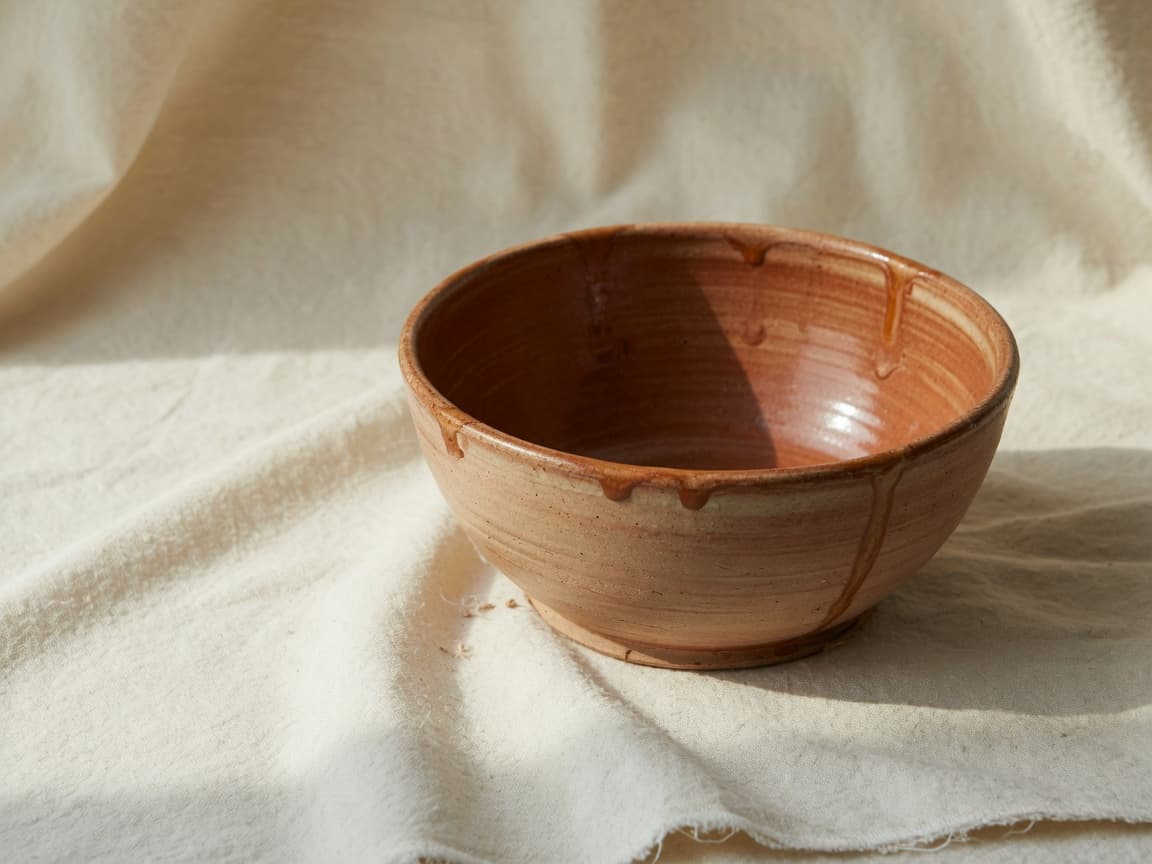 Tigela pequena de cerâmica com esmalte terracota